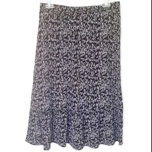 Rachel Zoe Black and White Floral Midi Skirt - Size Medium
